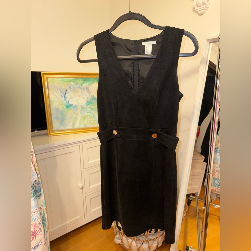 H&M Black Midi Dress with Gold Accents